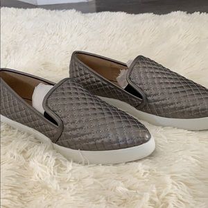 Nine West Pewter Quilted Loafers